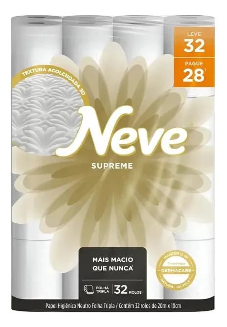 Papel Higiênico Neve Supreme Folha Tripla Leve 32 Pague 28