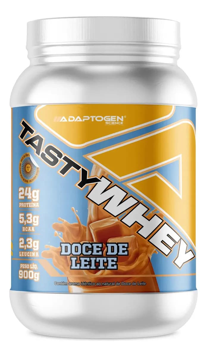 Suplemento Tasty Whey 3W Gourmet Whey Protein Adaptogen Science Pote 900g sabor Doce de Leite