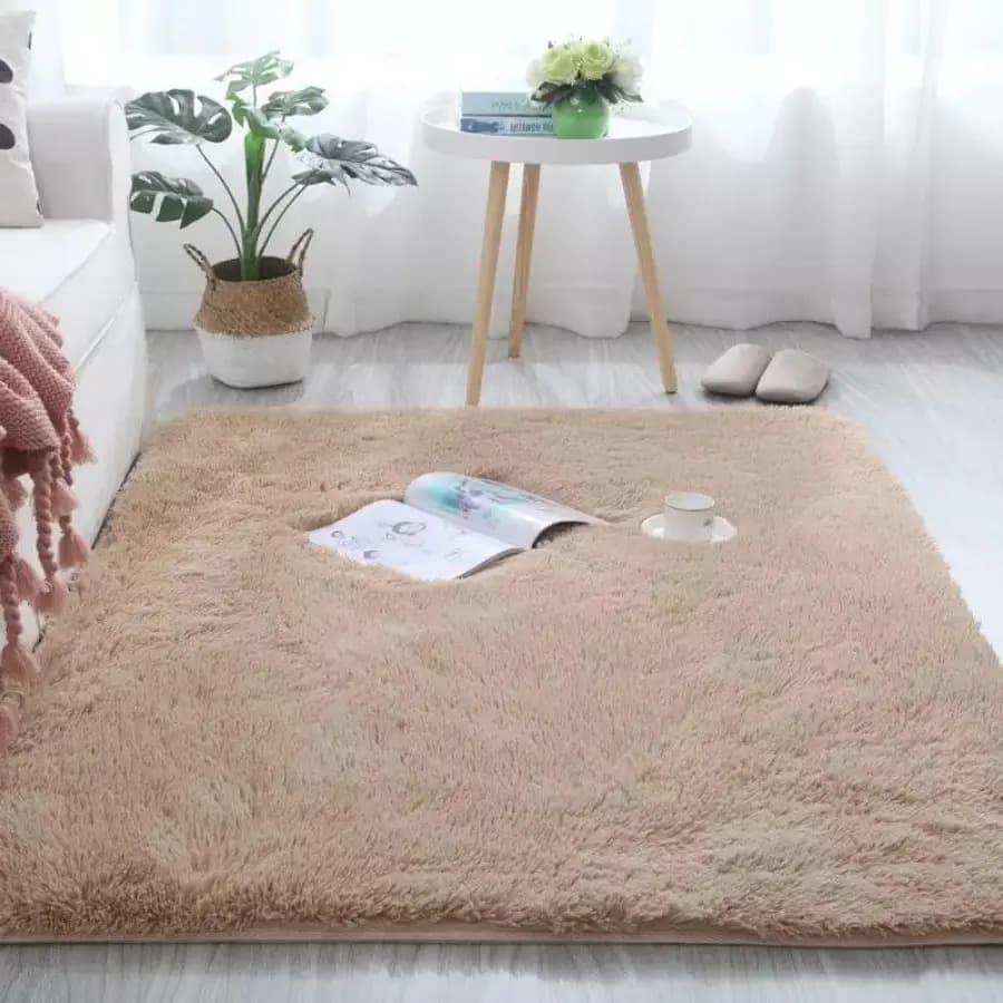 Tapete Carpete Sala Peludo Quarto Saldão 1,5x2 Luizatex Cor Bege Desenho do tecido Pelo Alto