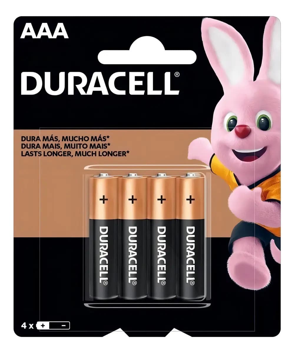 Pilha AAA Duracell Coppertop MN2400 Cilíndrica - kit de 4 unidades