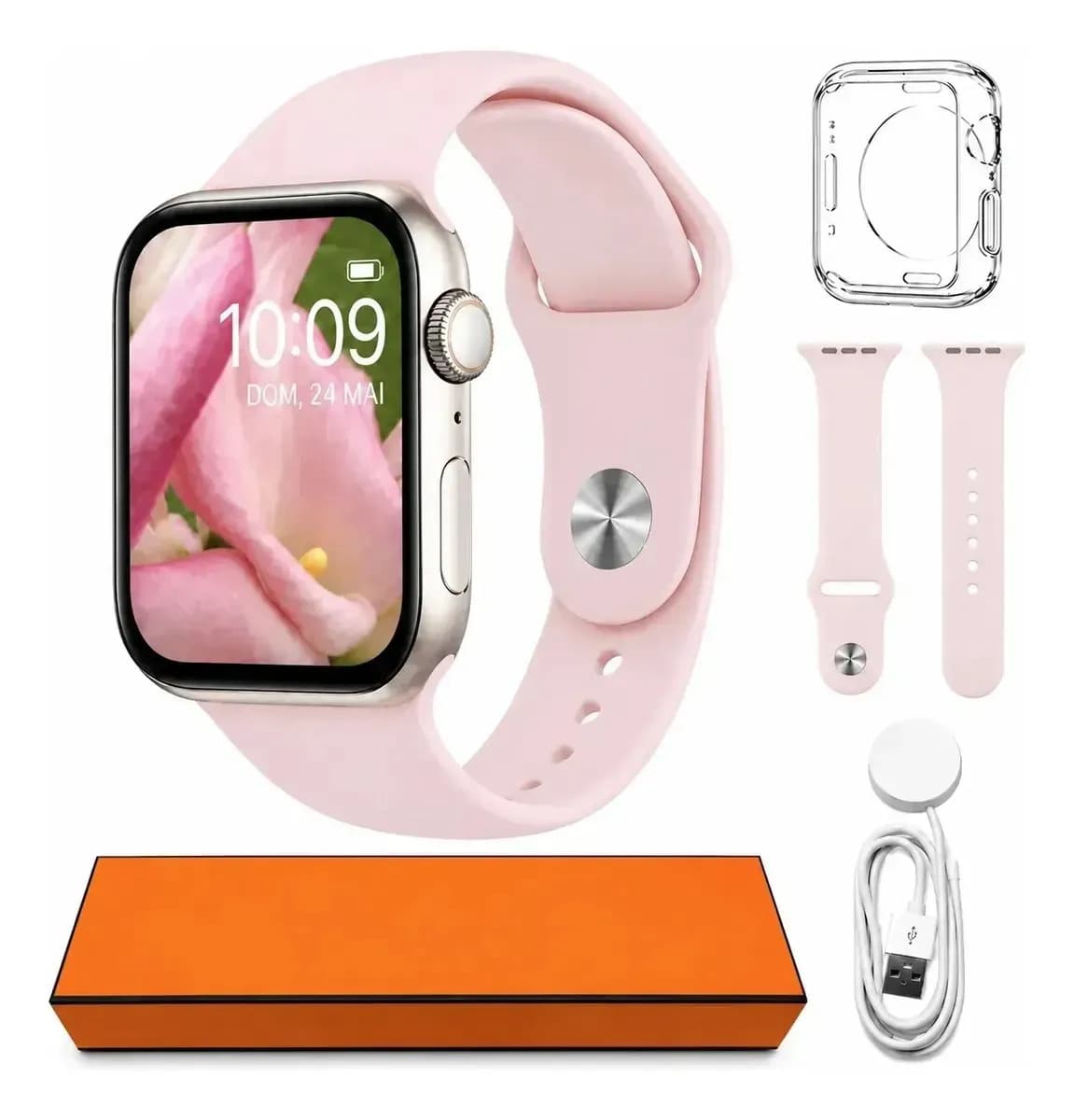 Relogio Microwear Smartwatch S11 Mini Series 11 42mm Whatsapp Gps Nfc Modo Esporte Fitness inteligente Rose Gold (Dourado/rosa)