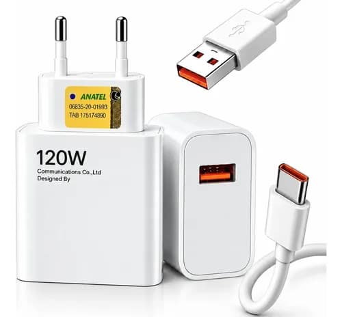 Carregador Turbo 120w Usb-c Para Xiaomi Redmi Poco X6 X7 Pro