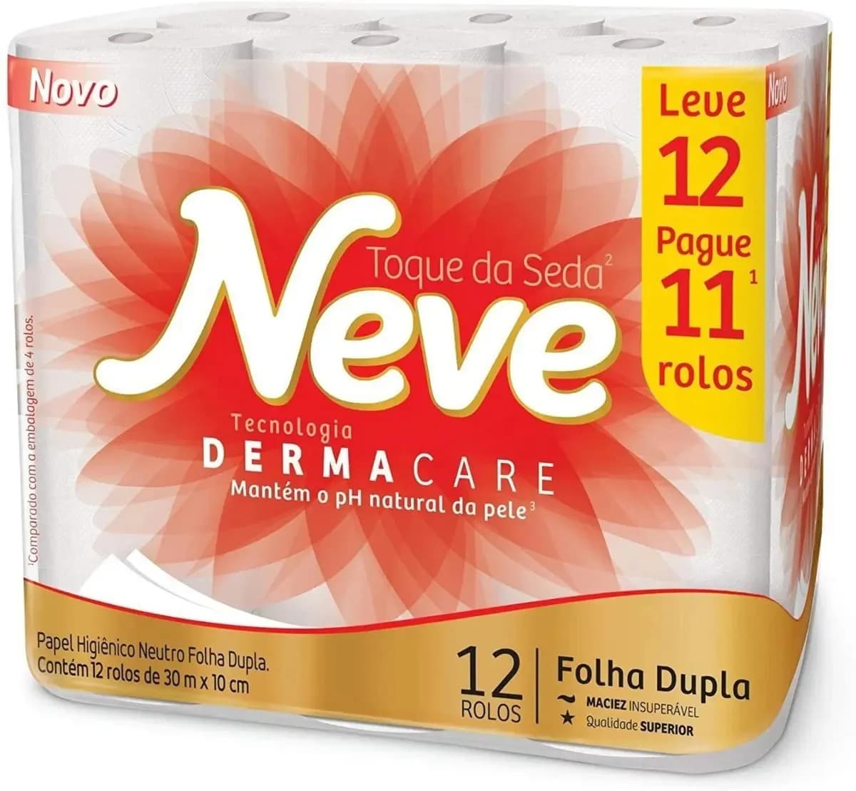 Papel Higiênico Toque De Seda Leve 12 Unidades Neve