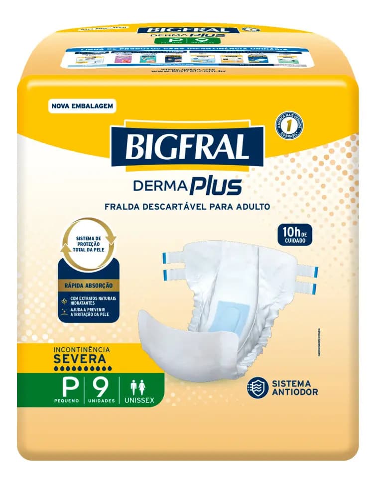 Fralda P/ Incontinência Bigfral Derma Plus Tam.p - 9 Fraldas