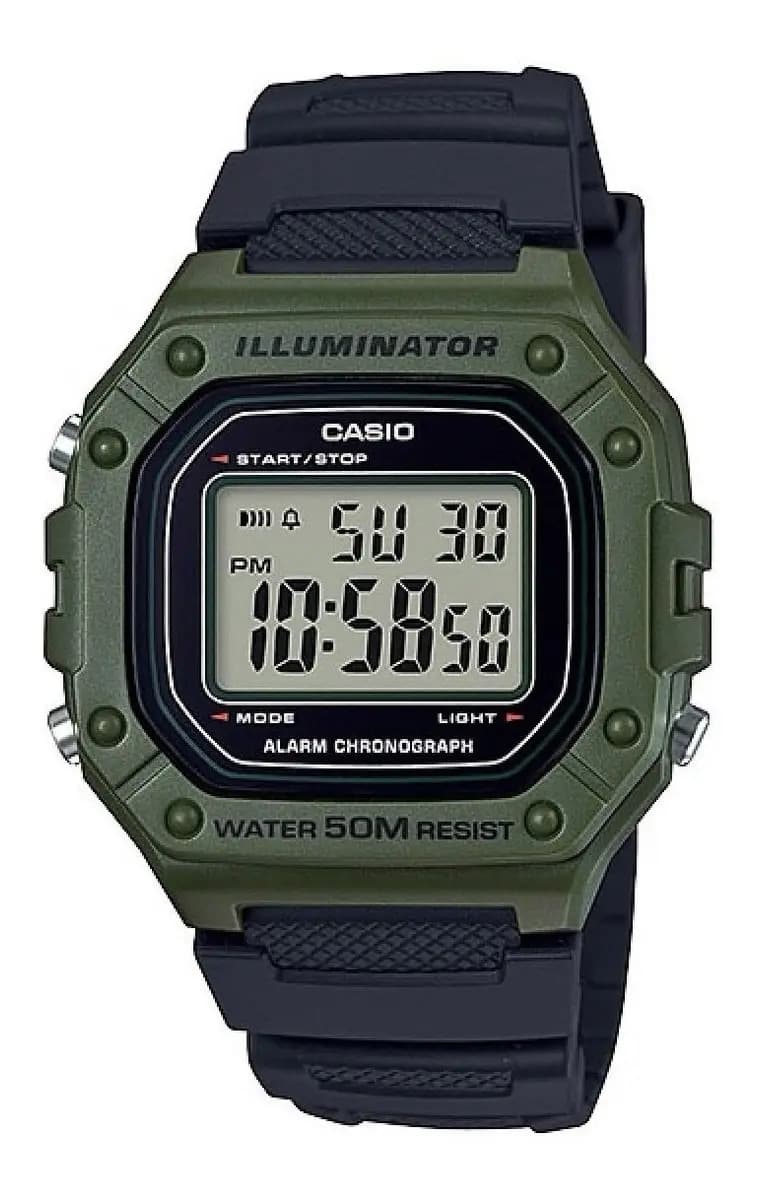 Relógio Casio Masculino Digital Illuminator W-218h-3avdf Correia Preta