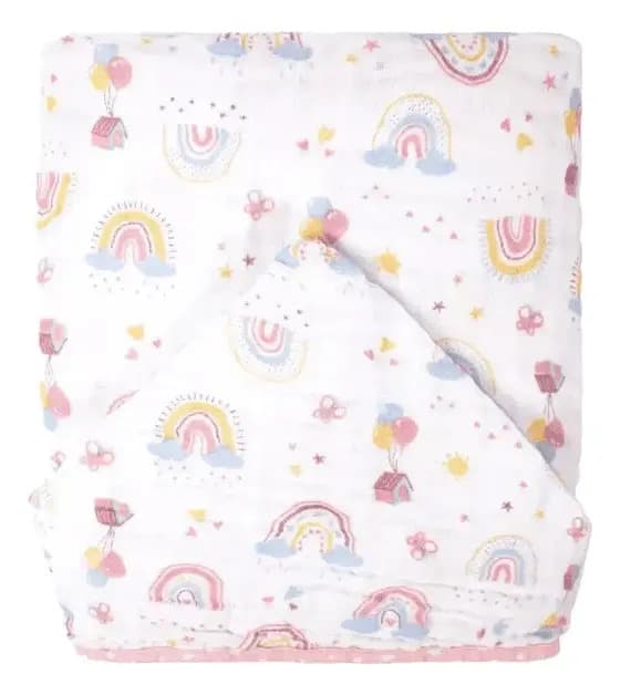 Toalha Com Capuz Bublim Baby Algodão 70x90cm Estampa Arco-íris