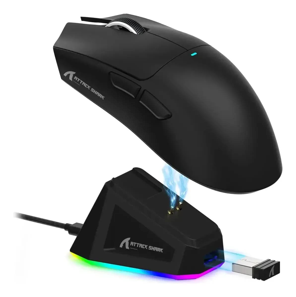 Mouse Gamer X11 Attack Shark Tri Mode 22000dpi Paw3311 Dock Cor Preto