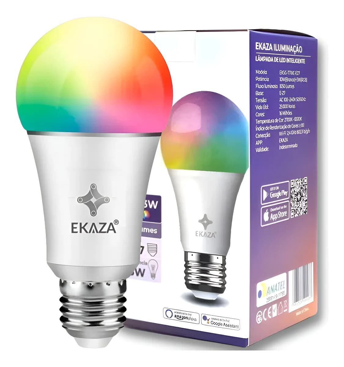 Lâmpada Inteligente Ekaza Ekhm-T609 Rgb A60 9W+3RGB Smart Alexa e Google Home