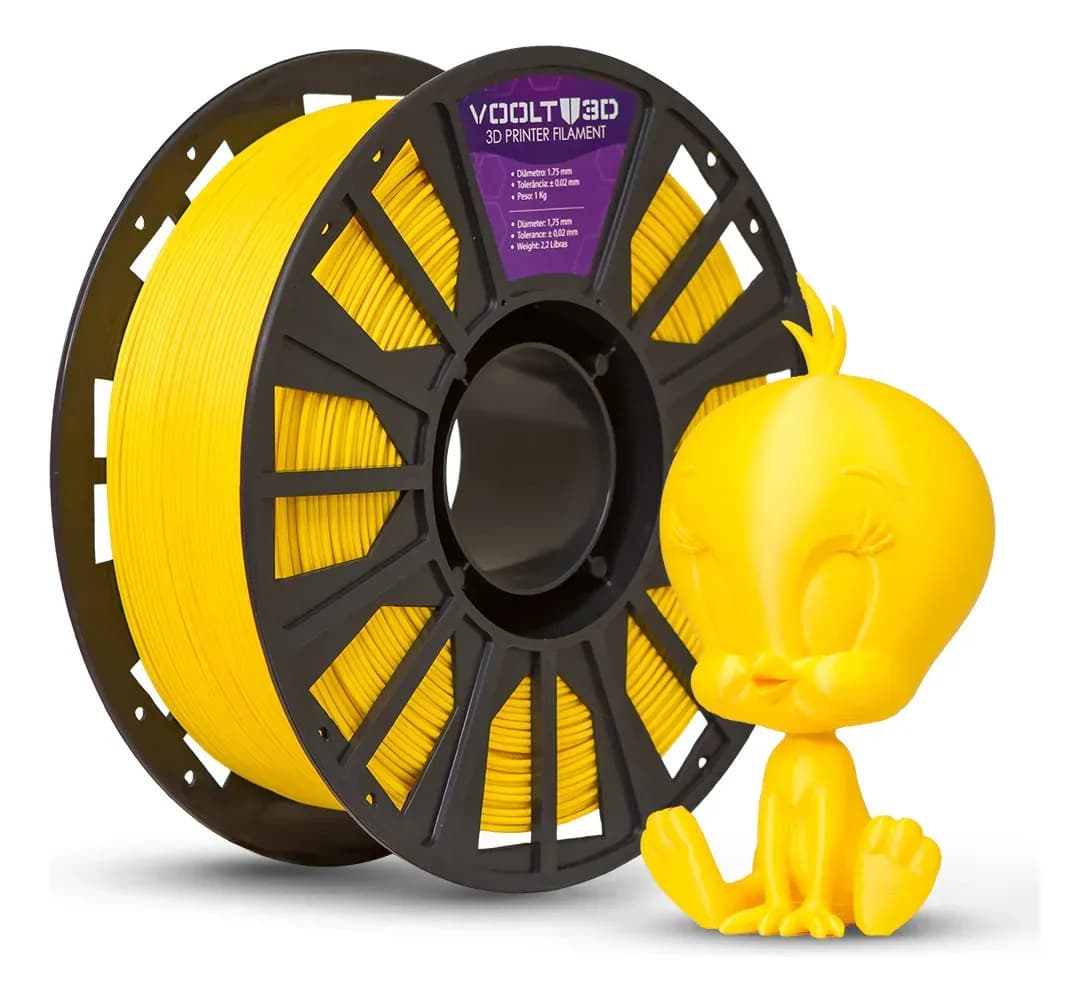 Filamento PLA Amarelo Velvet 1Kg Voolt3D Aveludado Premium Para Impressão 3D Peças Decorativas Modelos Miniaturas e Projetos Em Impressoras 3D Fabricação Nacional Voolt3D