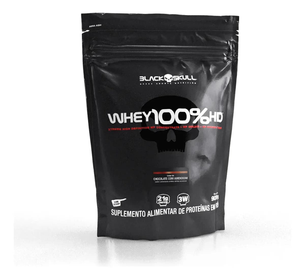 Suplemento em pó Black Skull Whey 100% HD sabor Chocolate com Amendoim 900 g