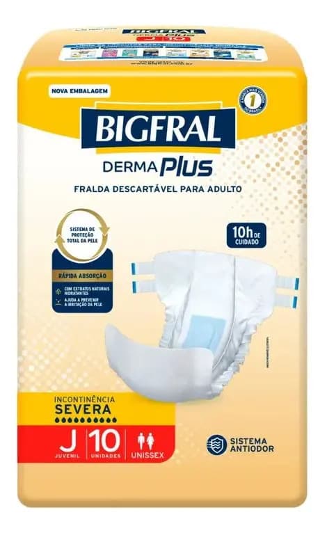 1 Pacote Fralda Bigfral Derma Plus Juvenil 10 Unidades