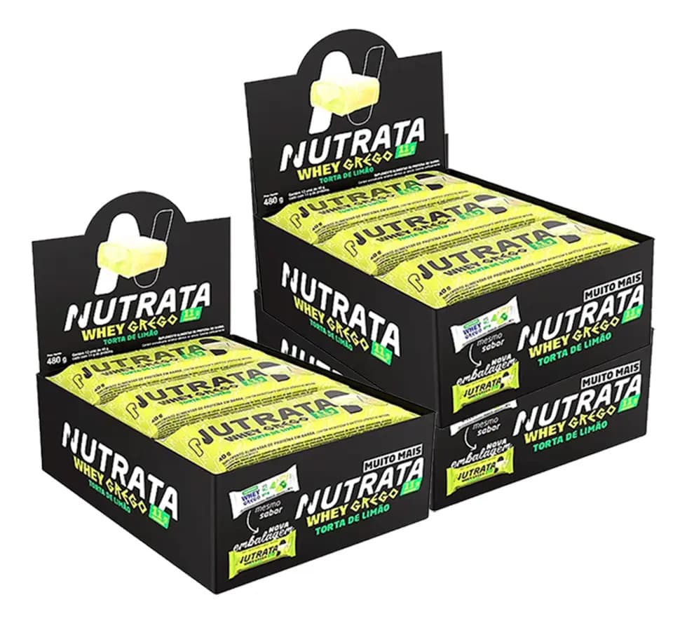 Kit 3 Caixas Whey Grego Bar 12 Unid Cada Caixa Sabor Torta De Limão