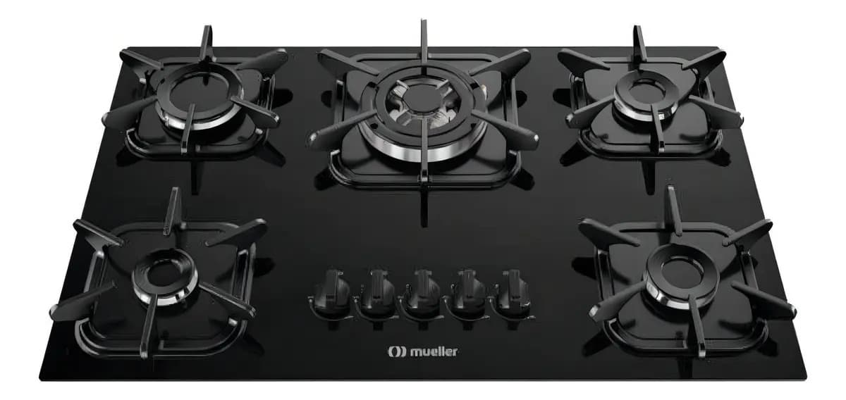 Cooktop Mueller 5 Bocas Preto Com Queimador Tripla Chama G5