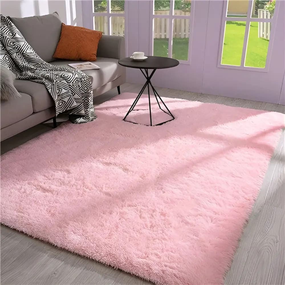 Tapete Felpudo de Pelo Alto para Sala e Quarto 2,00 x 1,50 m Rosa da Casa Laura Enxovais