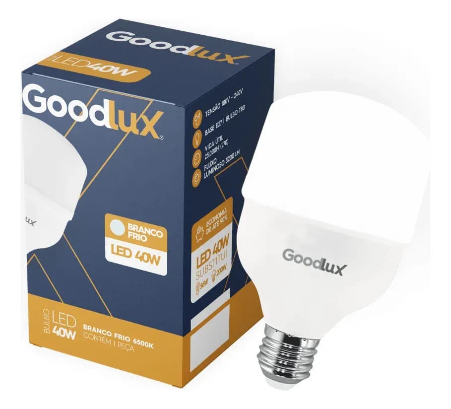 Lampada Led 40w Bulbo 6500k Branco Frio Alta Potência Bivolt 110v 220v Goodlux