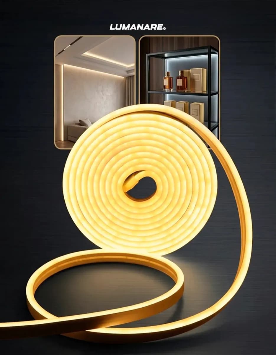 Fita LED Neon Flexível 3528 120Led 5 metros Mangueira Corte 2,5cm Cor da Luz Branco Quente Tensão IP65 3000k Alto Brilho Lumanare