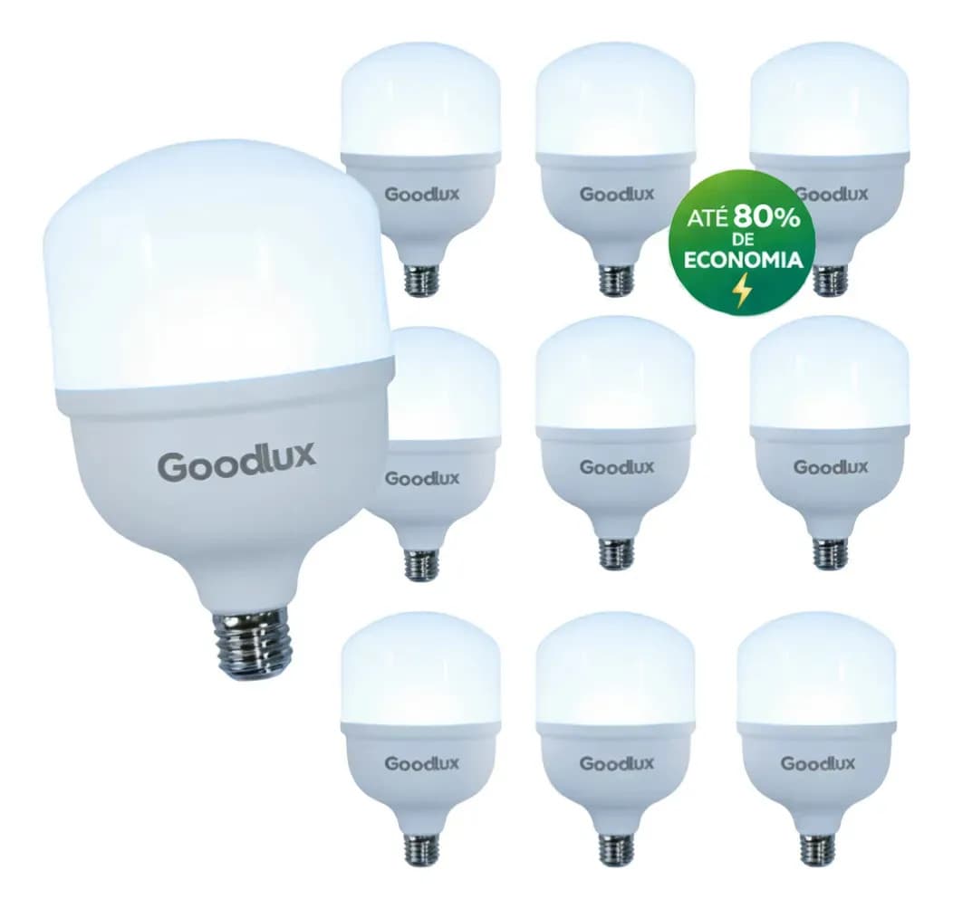 Kit 10 Lampadas Led 20w Bulbo 6500k Luz Branca Luz Branco Frio 127/220v Goodlux