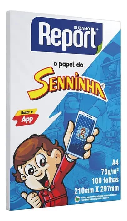 Papel Sulfite Report A4 100 Folhas Seninha Branco 75g Suzano