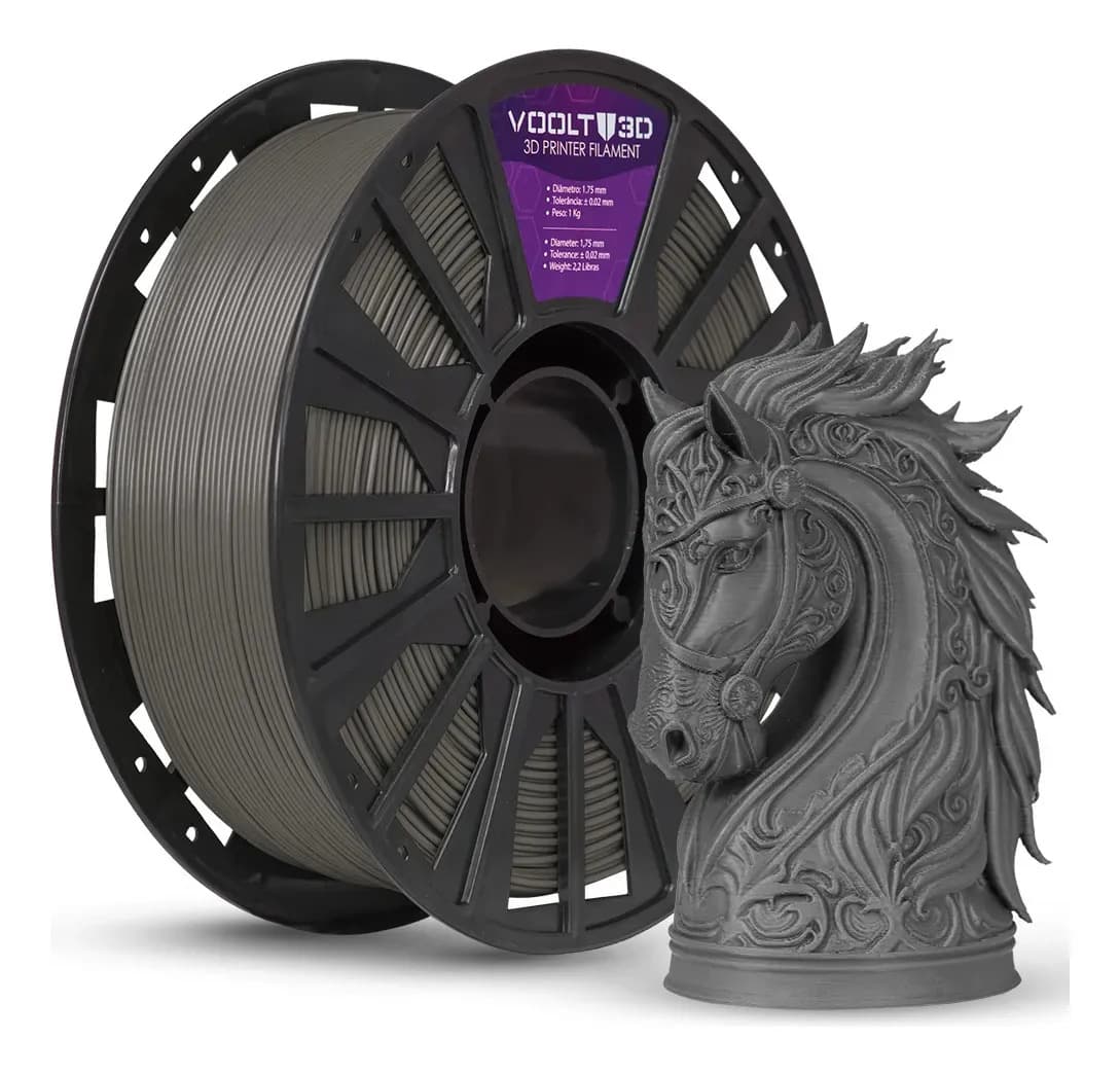 Filamento PLA Grafite Velvet Aveludado 1Kg Voolt3D Premium Alta Velocidade High Speed Para Imprimir Peças 3D Acabamento Aveludado Modelos Enfeites e Decoração Nacional