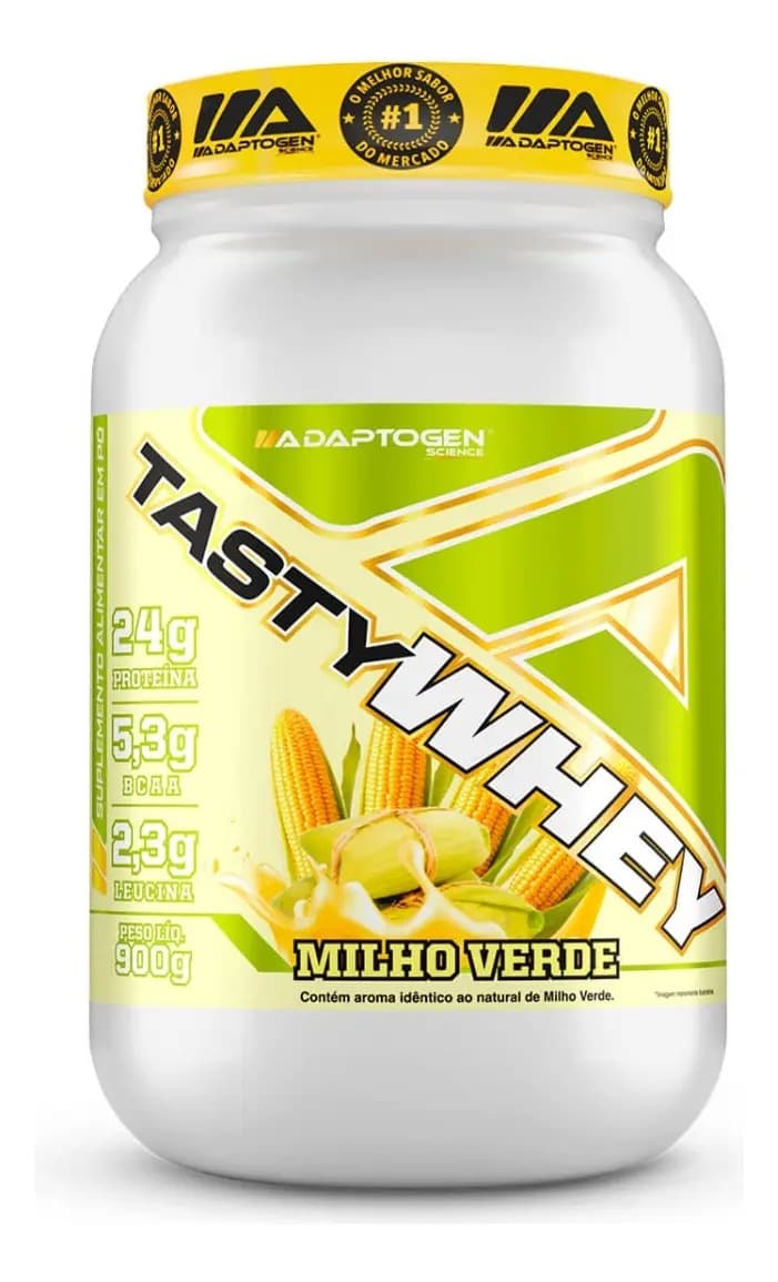 Suplemento Tasty Whey Gourmet 3w Whey Proteínas Adaptogen Science Pote 900g Sabor Milho Verde