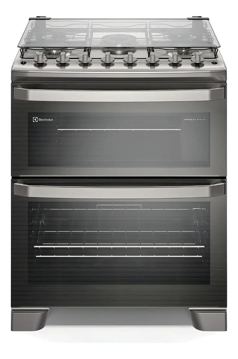 Fogão 5 bocas Electrolux Cinza Experience 2 Fornos, PerfectCook360 e Tripla Chama FE5DC