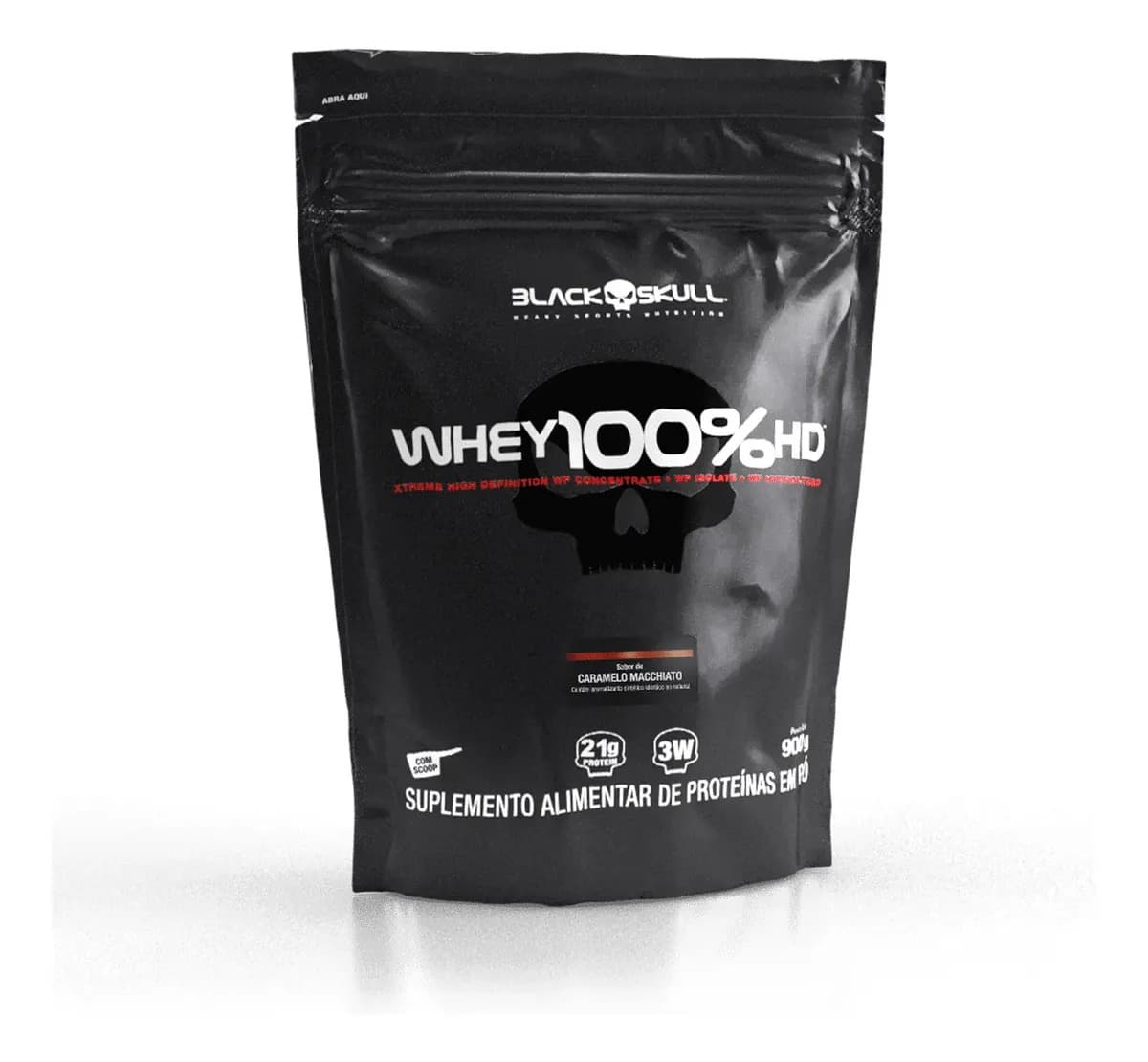 Suplemento em pó Black Skull Whey 100% HD sabor Caramelo Macchiato 900 g