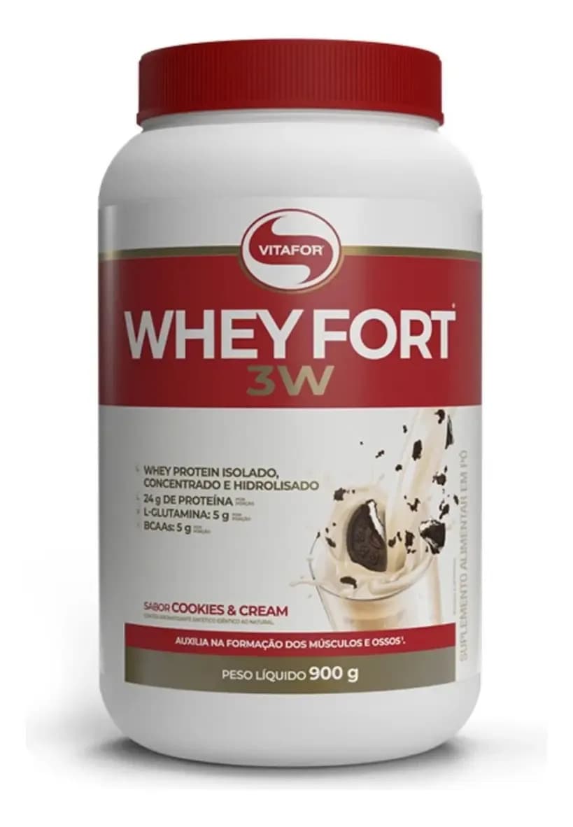 Whey Fort 3w 900g - Vitafor Sabor Cookies And Cream