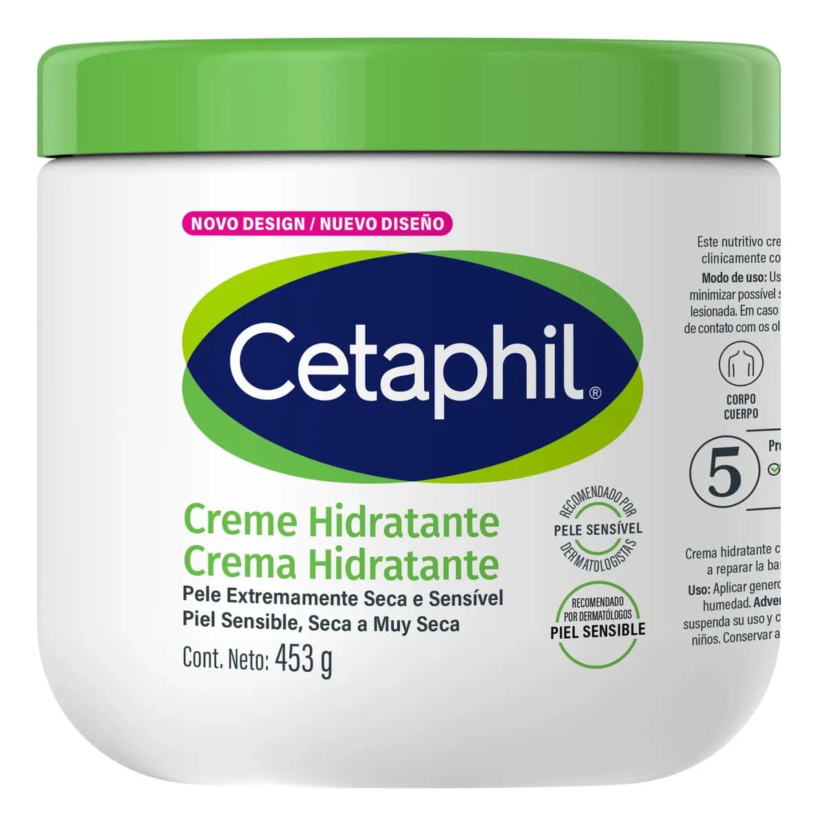 Cetaphil Creme Hidratante Corporal para Pele Seca e Sensível 453g - Hidratação por 48h