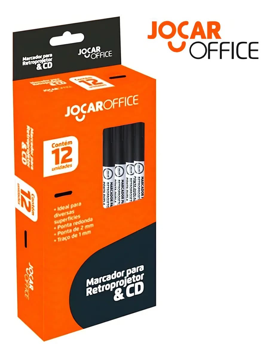 Marcador Retroprojetor Cd 2.0mm Jocar Preta Cx12