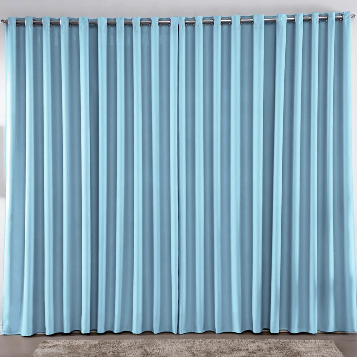 Cortina 2,00x1,80 Metros Blackout Blecaute Azul Corta Luz Em Tecido Grosso Para Quarto E Sala Texfine