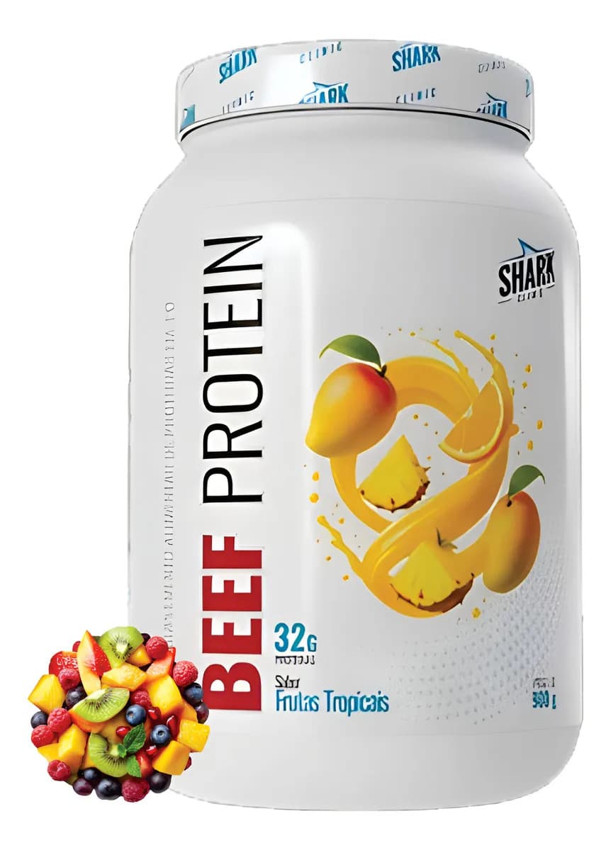 Whey Beef Protein Zero Lactose 900g Shark Pro Sabor Frutas Tropicais