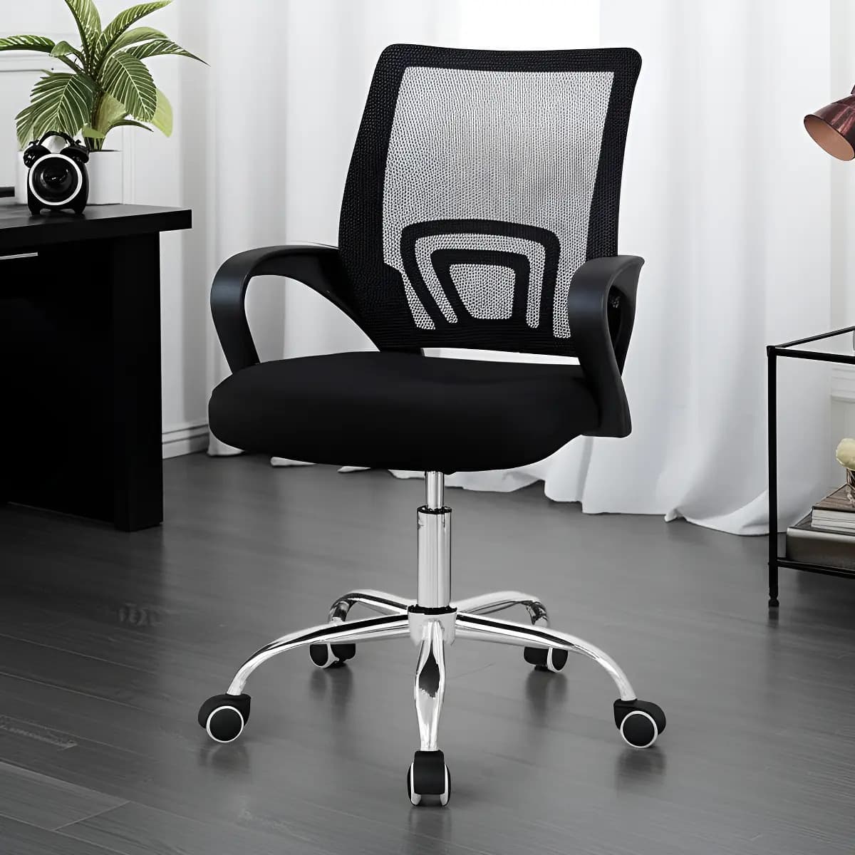 Cadeira Escritório Delest Oc001 Tela Mesh Giratória Ergonomica Preto 120kg