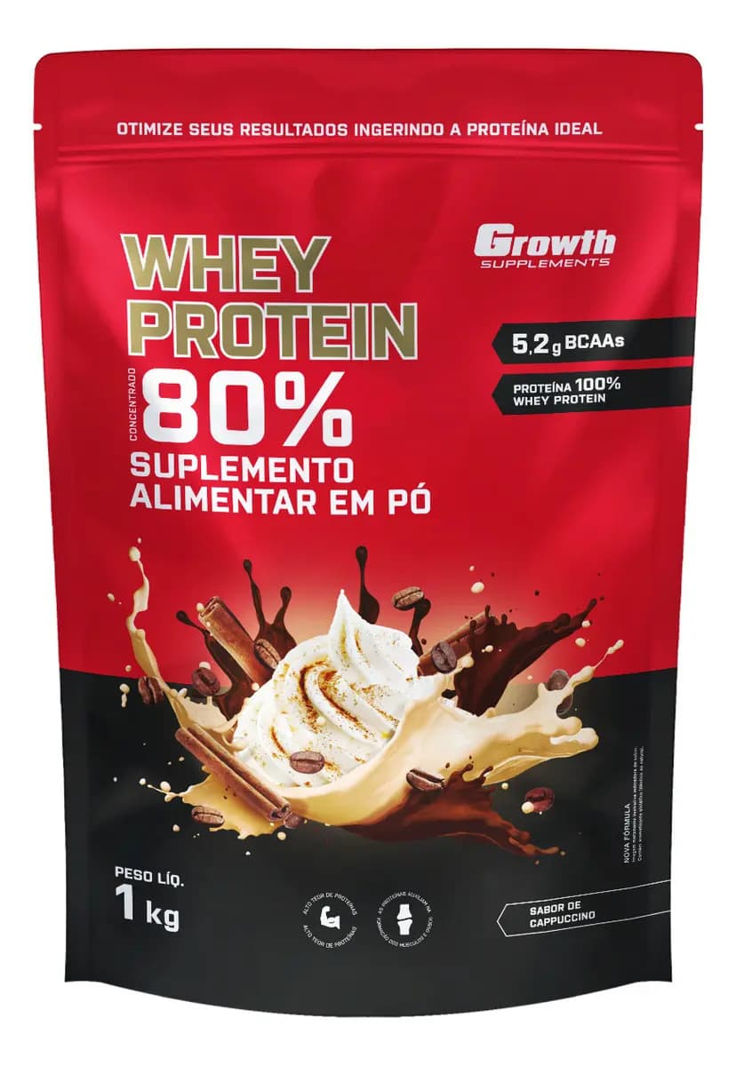 Suplemento em pó Growth Supplements Whey Protein Concentrado sabor Capuccino 1 kg