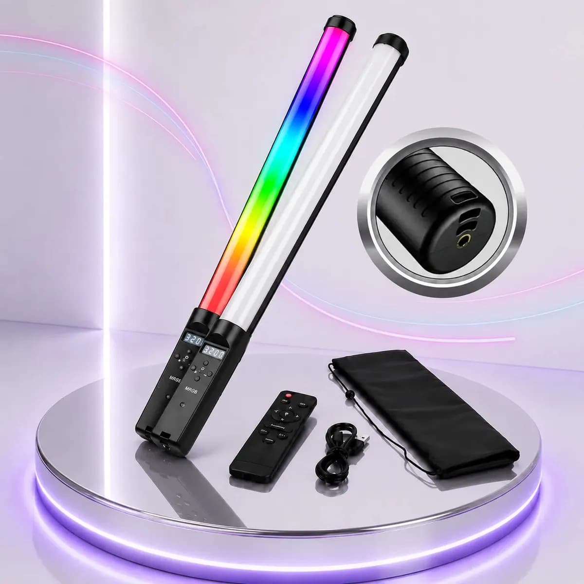 Bastão de Led Luz Rgb Lâmpada Profissional Fotográfica Iluminação 3200k-5500k Recarregável