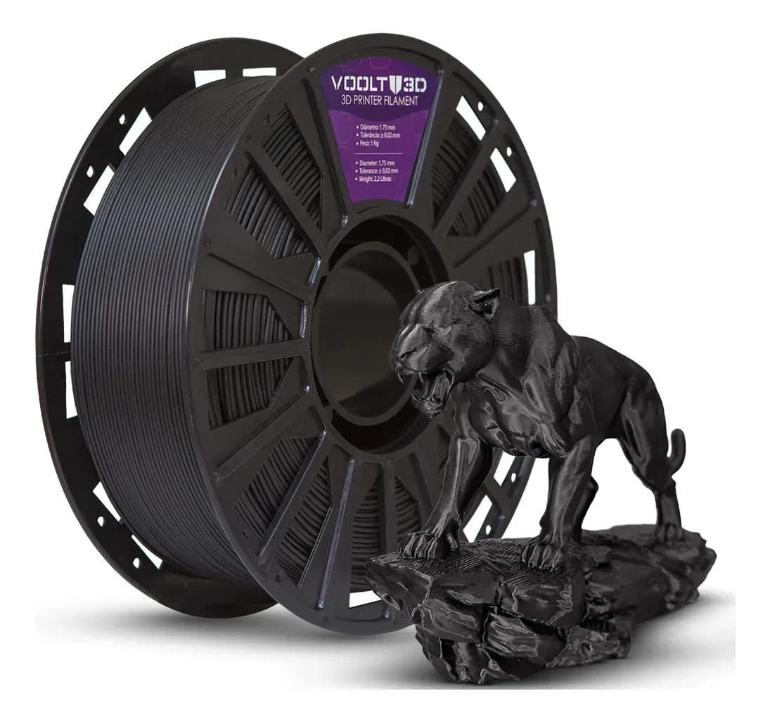 Fillamento Pla Preto Velvet Aveludado 1kg Alta Velocidade High Speed Peças Impressas 3D Decorativas Fabricação Nacional Excelente Acabamento Modelos Enfeites