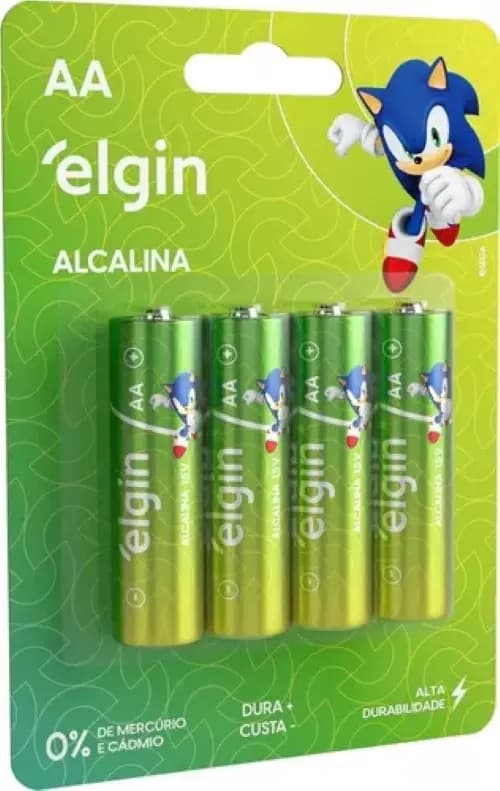 4 Pilhas Alcalinas AA Elgin LR6 1,5V Blister C/4