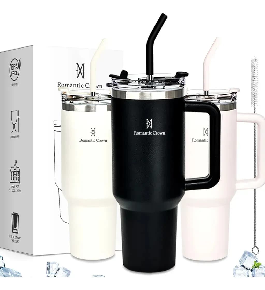 Copo Térmico Gigante 1,2l Inox Com Tampa E Inox Canudo Cor Preto Cor Pura / Material Fosco Lisa