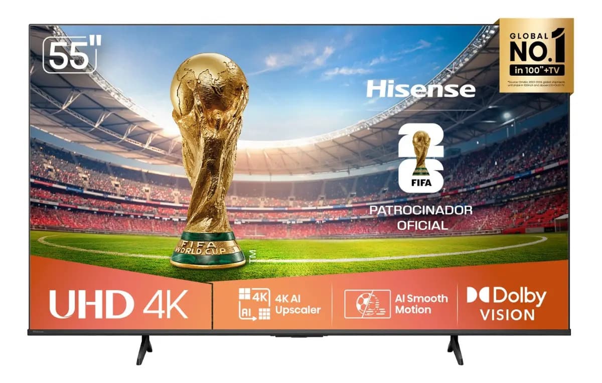 Smart TV Hisense 4K 55 Polegadas 55A6NV com Dolby Vision, HDR10, HLG, Dolby Gaming, Film Maker, DTS Virtual X, Compatibilidade Alexa