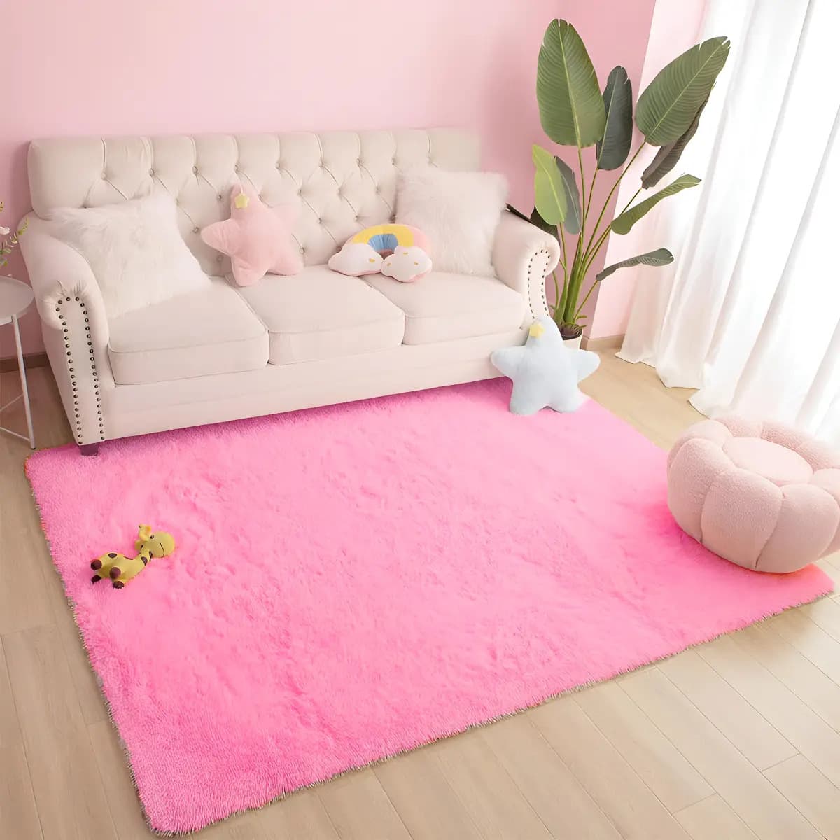 Tapete 2,00x1,50 Peludo Felpudo Sala E Quarto Cores Cor Rosa-chiclete Desenho Do Tecido Pelo Alto