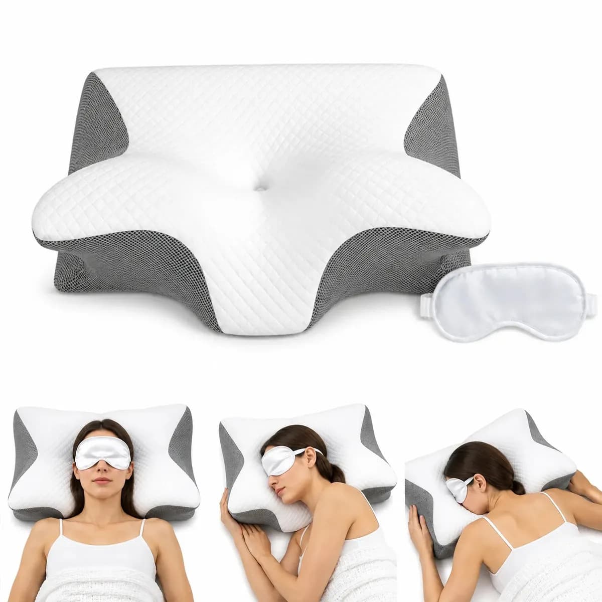 Travesseiro Betwo Ortopédico Cervical de Espuma Viscoelástica Para Pescoço e Coluna Cinza