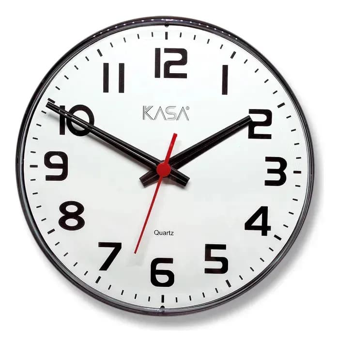Relogio De Parede Analogico 30cm Preto Branco Redondo Quartz Preto Branco