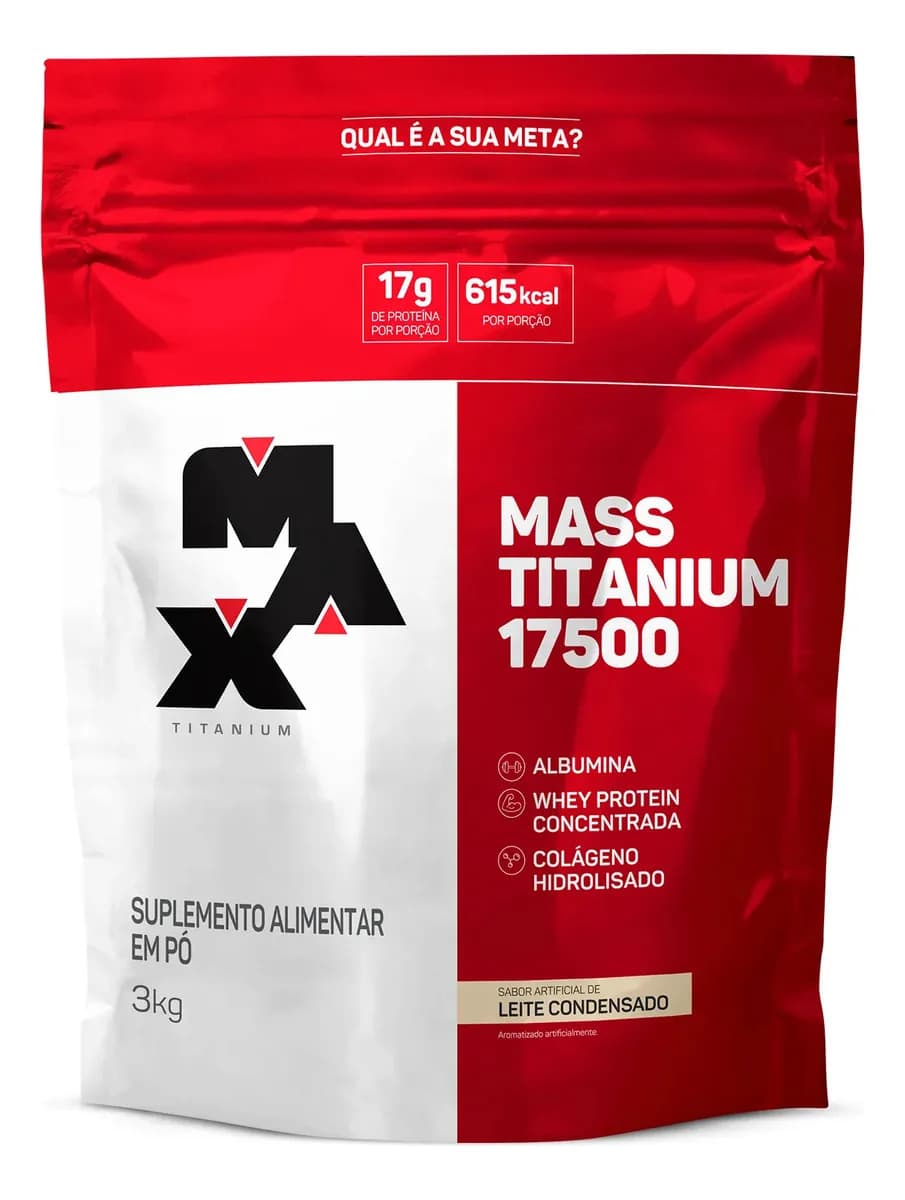 Suplemento en pó Max Titanium Carboidratos Mass Titanium 17500 sabor leite condensado x 3kg