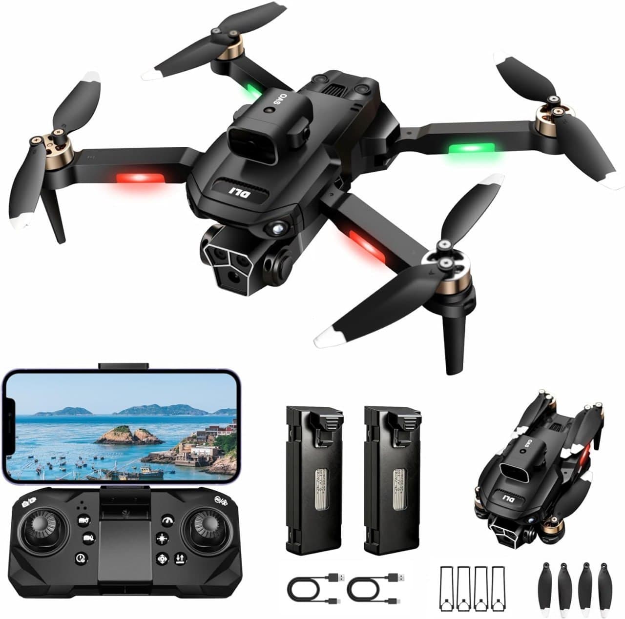 Drone DLI Y3 Max com Câmera 4K UHD, Mini Drone de Controle Remoto para Crianças e Adultos, Quadricóptero RC com Decolagem/Pouso em Um Toque, Manutenção de Altitude, Vira 3D