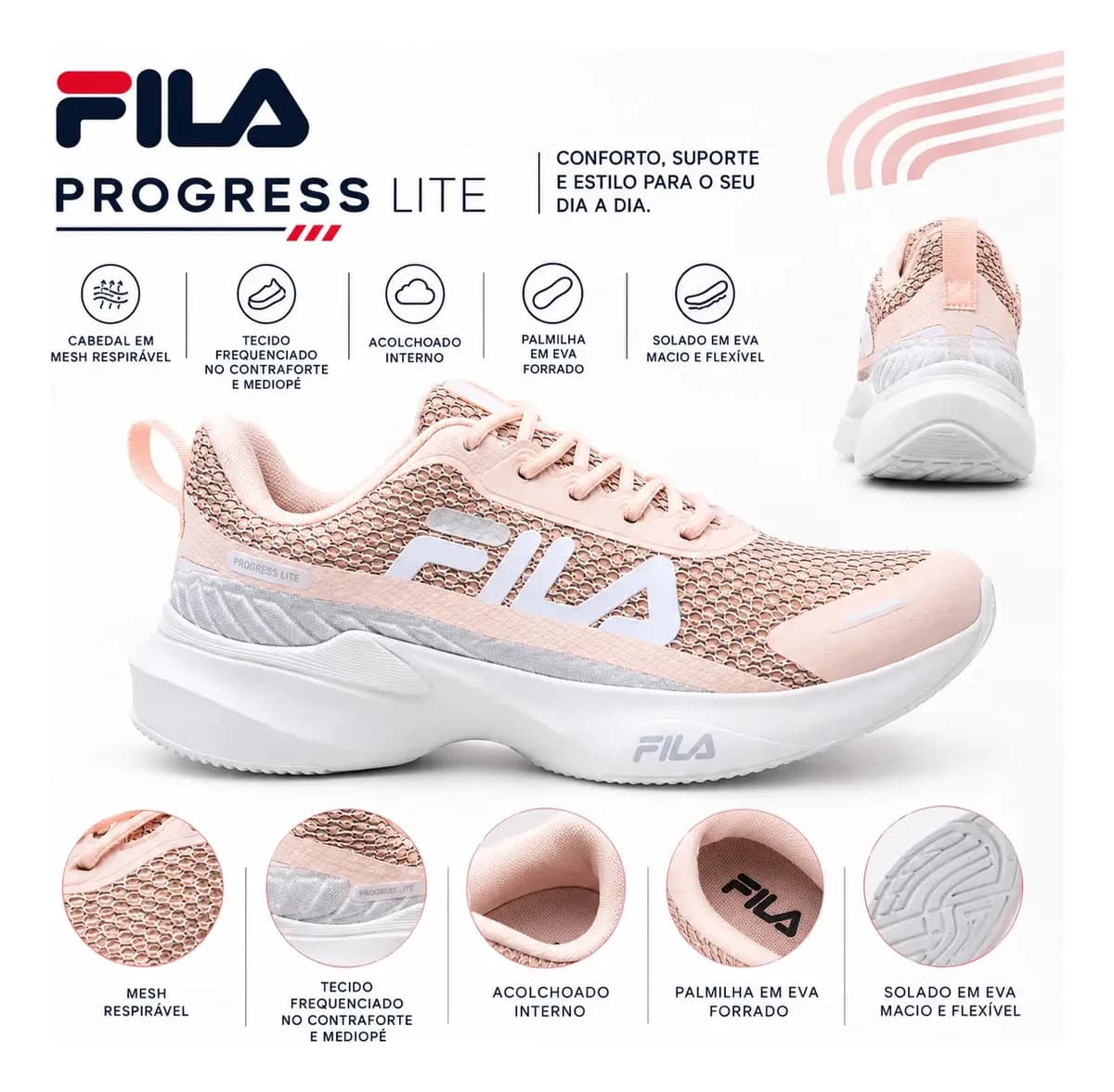 Tenis Fila Progress Lite Feminino Treino Academia Corrida