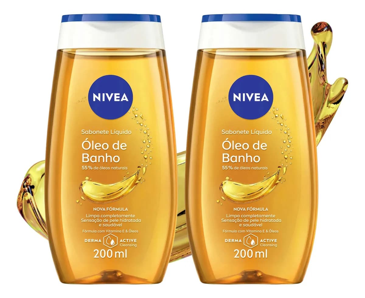 NIVEA KIT Sabonete Líquido Óleo de Banho 200ml - 2 Unidades