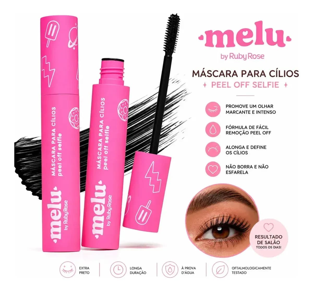 Máscara de Cílios Peel Off Melu Ruby Rose Selfie