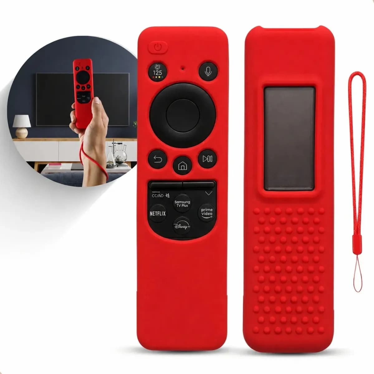 Capa Controle Remoto Para Tv Samsung Silicone Bn59-01432a Cor Smart Capinha Protetora 2023 Solar Case 4k Qled Cell Cristal Led Serie Impermeável Remote Uhd Solarcell Vermelho Mirise