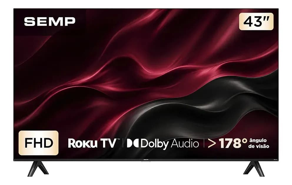 Smart Tv Semp 43 Polegadas Led Full Hd S42r Roku Tv Wi-Fi Dolby Audio Brilho Até 240 Nits 43s42r