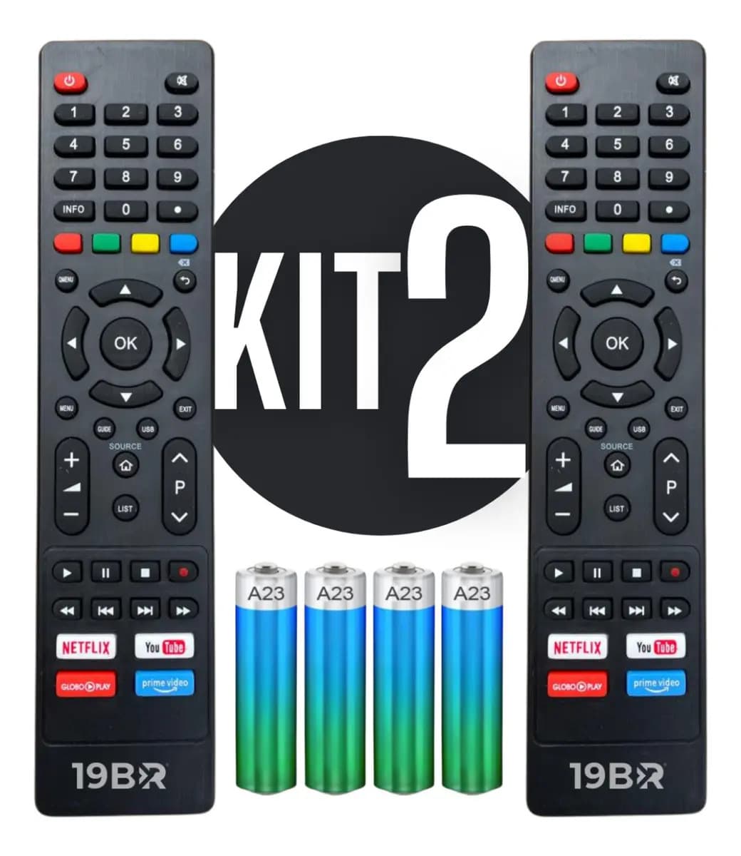 Kit 2 Controle Remoto Para Tv Philco Smart 4k Teclas Netflix, Youtube, Globoplay E Prime Video
