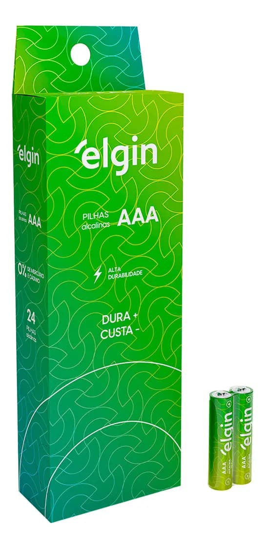 Kit 24 Pilhas Baterias AAA Elgin Palito Alcalina